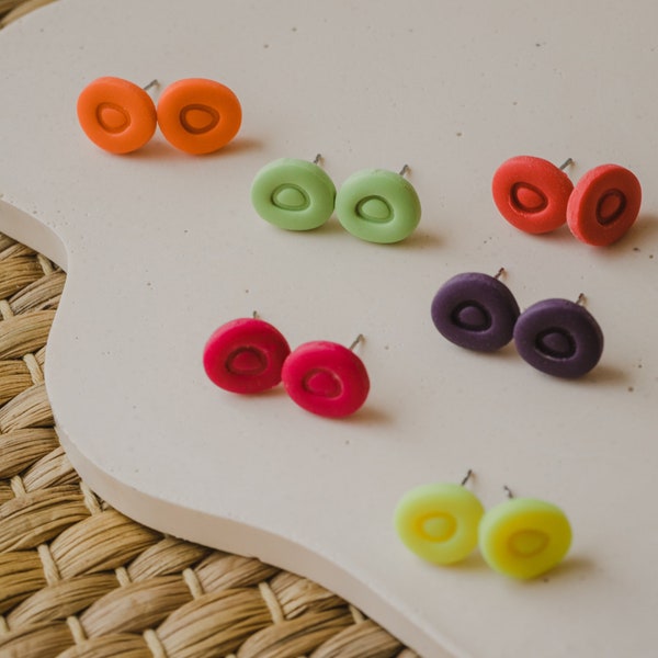 Polymer Clay Ohrringe //  JUNE Neon // Neon Ohrstecker // ovale Ohrstecker // Neonfarben // Sommer Ohrringe // knallige Farben