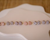 Polymer Clay Ohrringe, Beerentöne, weiß gemustert, Muster, Ohrstecker, Ohrringe, Sechseck, Hexagon, Altrosa, Mauve, Grau-Lila, handgefertigt