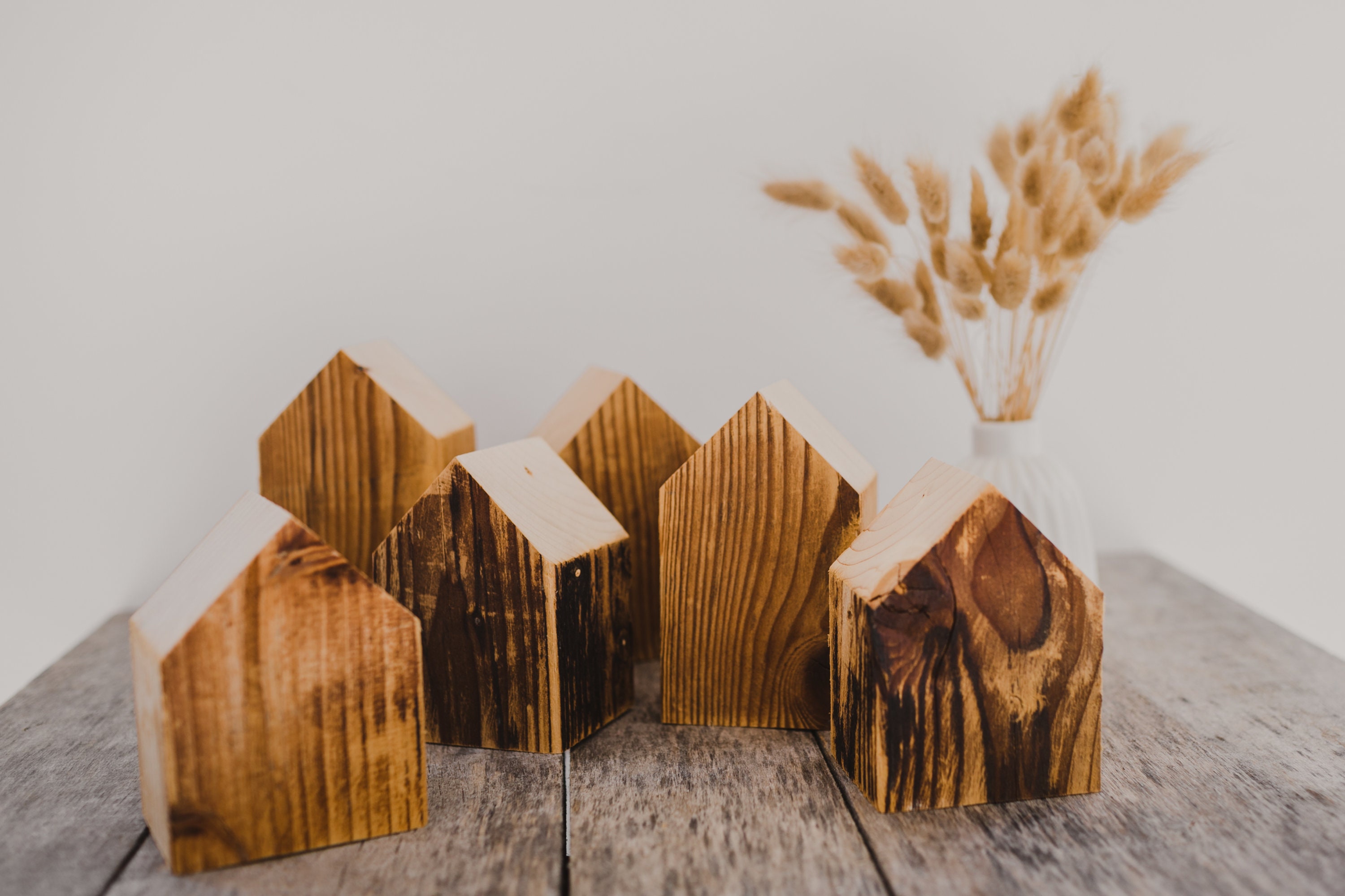 3 holzhäuser, holzhaus, deko, haus, tannenholz, dekohäuser