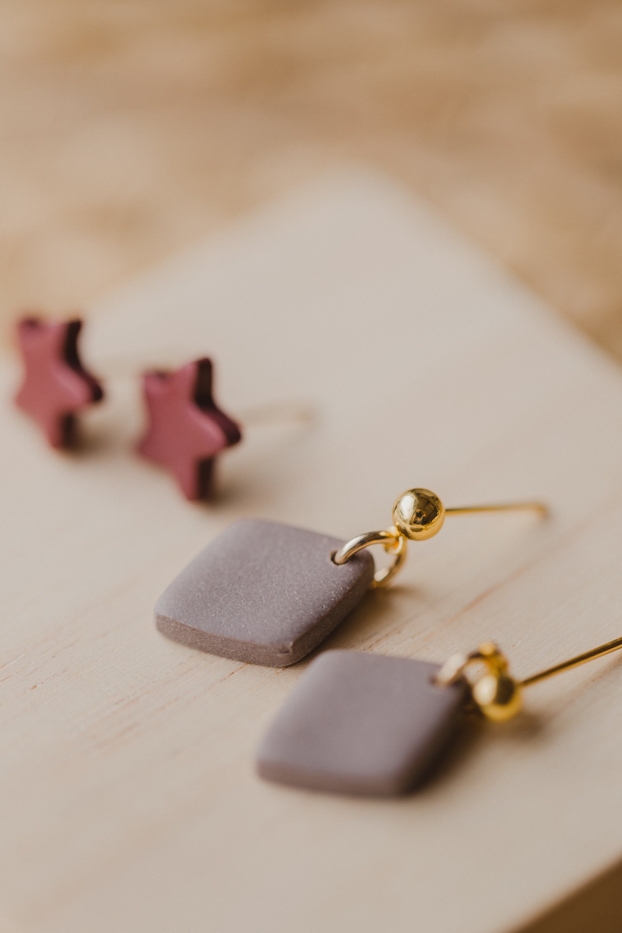 Set Aus 2 Paar Ohrringen Polymer Clay Ohrringe Ohrringe Clay Ohrringe Ton Ohrringe Edelstahl Pastell Handgefertigt Nickelfrei