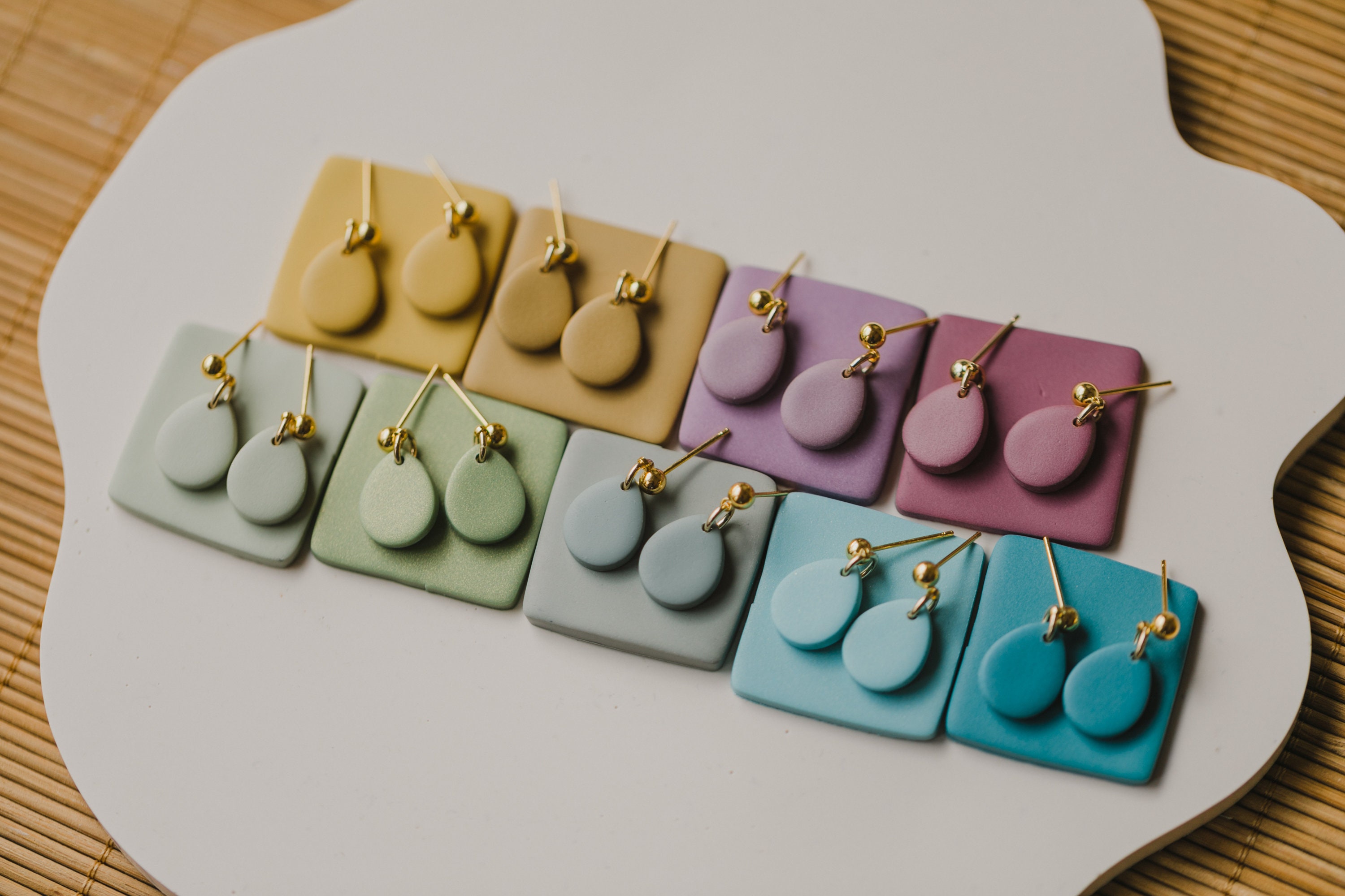 Small Teardrop Polymer Clay Earrings // NOMI earrings // Teardrop Clay