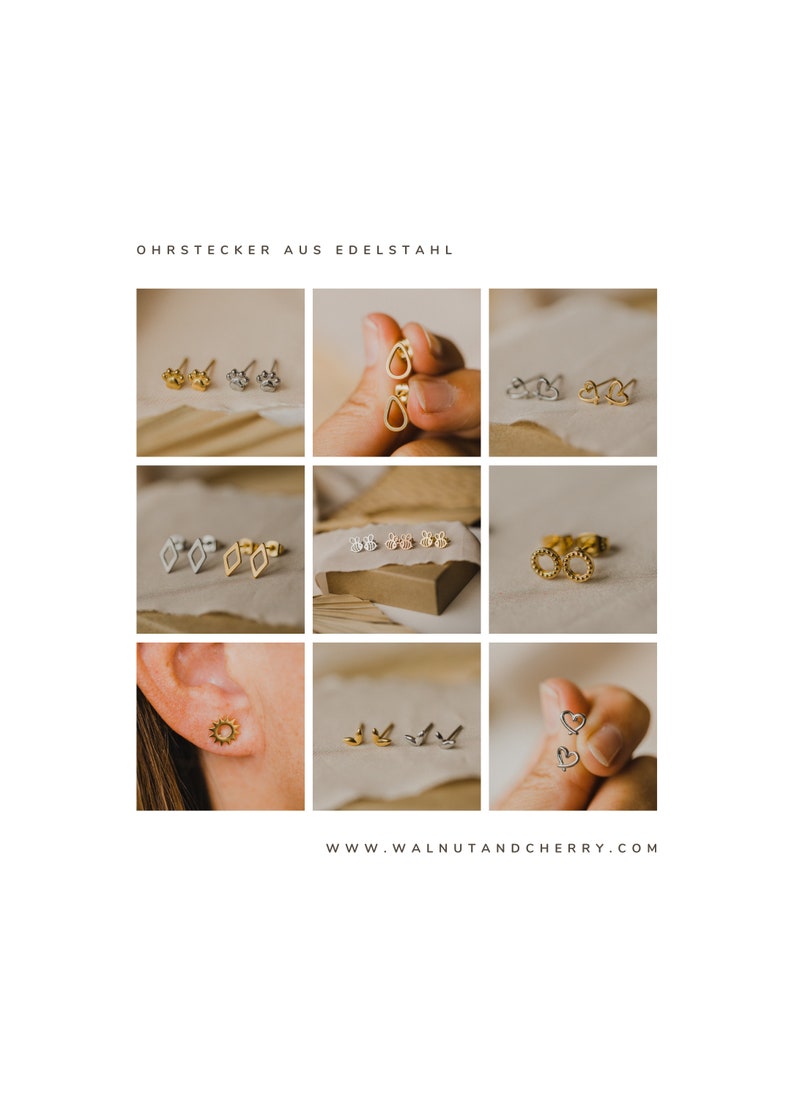 kleine goldene Herz Ohrstecker // Minimalistische Herz Ohrringe // Edelstahl Ohrringe in gold // Hochzeitsohrringe image 3