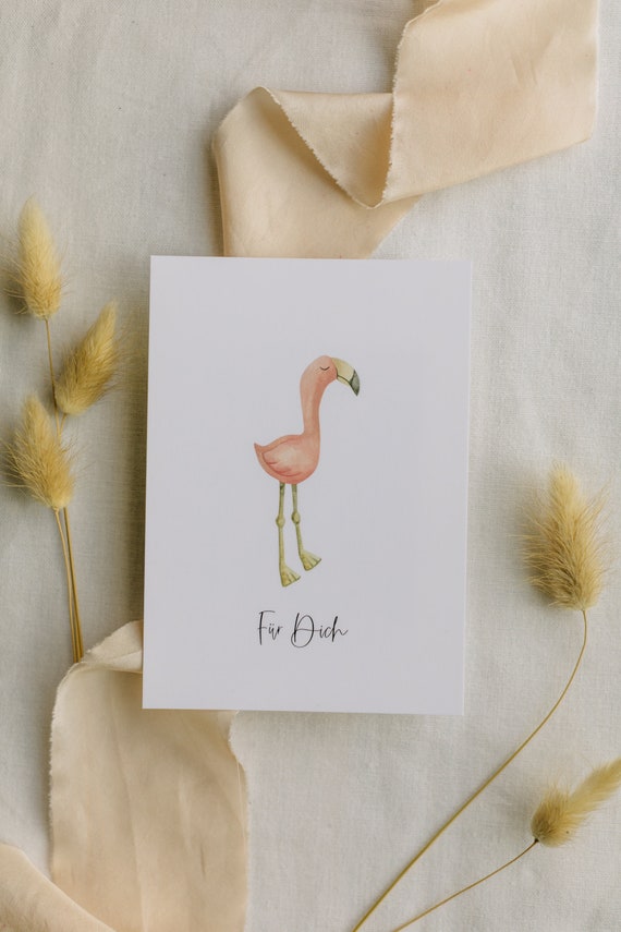 Postkarten Set Flamingo // Flamingo Postkarte // Für Dich // rosa Flamingo // Dankeschön // Bedanken // Danke sagen // 3 er Postkartenset