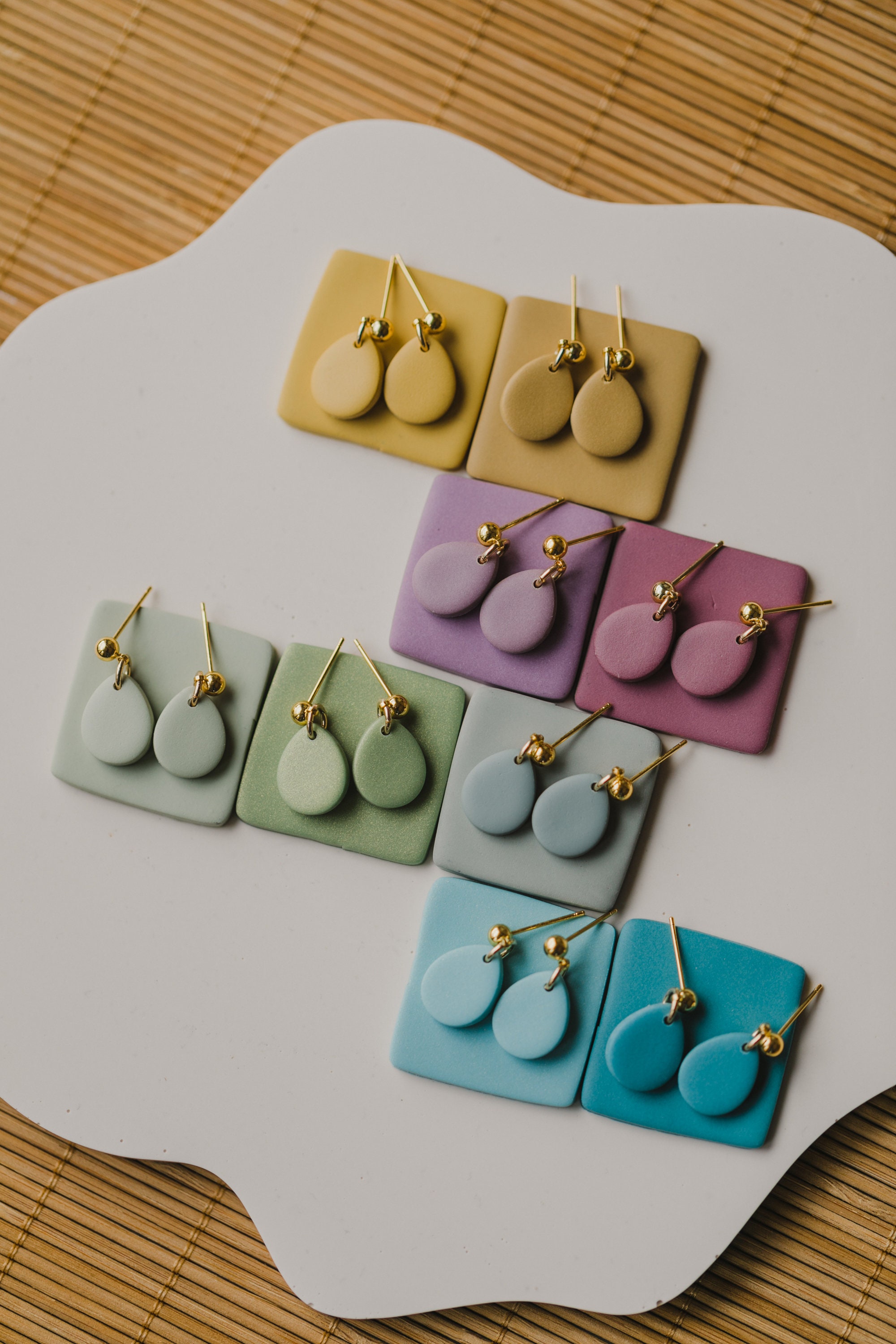 Small Teardrop Polymer Clay Earrings // NOMI earrings // Teardrop Clay