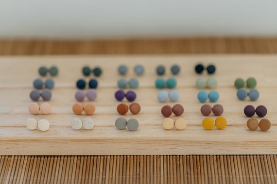 MICI - Kleine runde Polymer Ton Ohrstecker I walnut&cherry Art.Nr. WNC-49591161520462