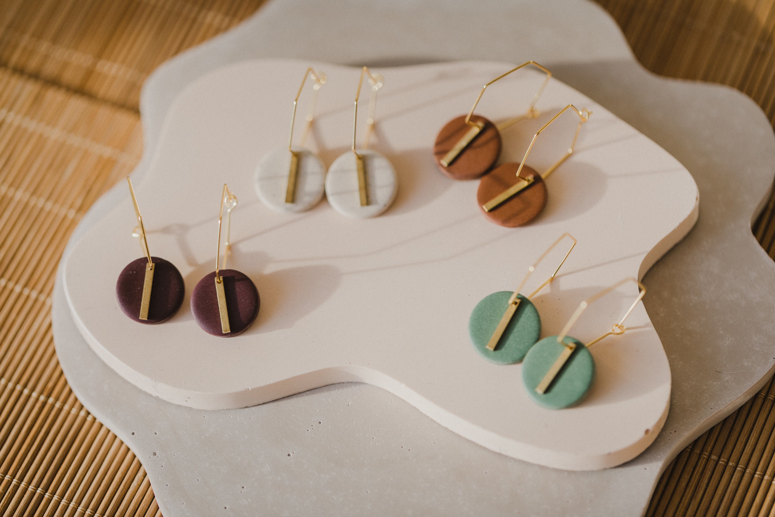 Polymer Clay Ohrringe, Creolen, Ohrringe, Kreis, rund, Clay Ohrringe, Ton Ohrringe, Messing