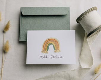 Postkarten Set Regenbogen // Postkarte Herzlichen Glückwunsch // Regenbogen Postkarte // bunt // Kindergeburtstag // 3 er Postkarten Set