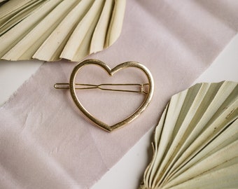 Goldene Haarspange in Herzform, Herz, goldenes Herz, goldfarben, Haarspange, Zink, Damen, Hochzeit, Haarschmuck, Geschenk für Sie,