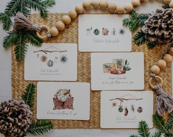 SET 6 – 5 Weihnachtskarten im Querformat mit festlichen Motiven I walnut&cherry Art.Nr. WNC-49160280441166