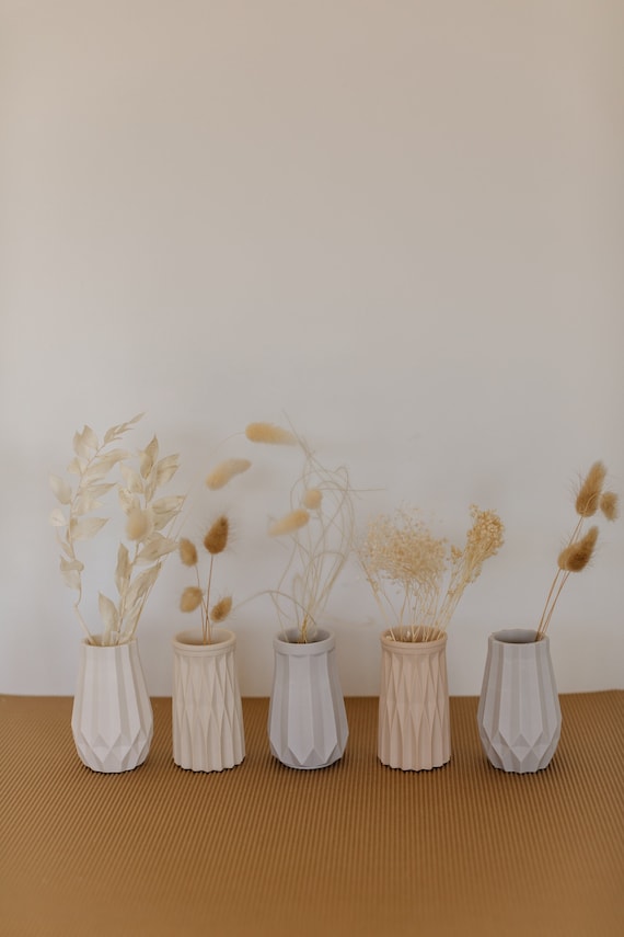 Vase, Jesmonite, Jesmonite Vase, Trockenblumen, Vase für Trockenblumen, weiß, beige, rose, grau-lila, gemustert, Skandi, Minimalistisch