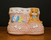 Vintage Ceramic Baby Booties Planter, Pink Ceramic Boodies Indoor Planter, Nursery Decor