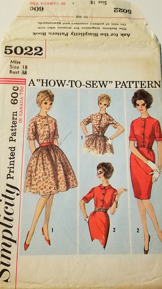 Simplicity 5022 Misses One Piece Dress Size 18 A How To Sew Etsy Simplicity 5022 Misses One Piece Dress Size 18 A How To Sew Etsy