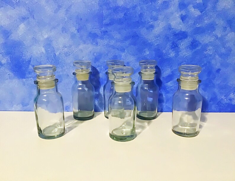 Vintage Apothecary Jar Set Set of Six Clear Glass Spice Jars Clear Storage Jars for Craft