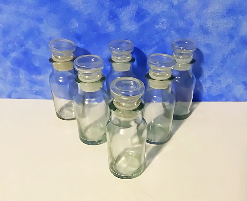 Vintage Apothecary Jar Set Set of Six Clear Glass Spice Jars Clear Storage Jars for Craft