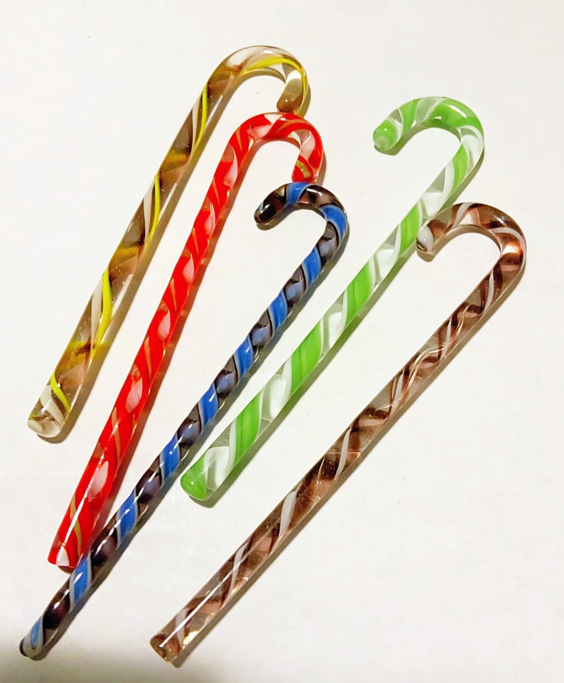 Set of 5 Glass Candy Canes Hand Blown Candy Canes Christmas Etsy
