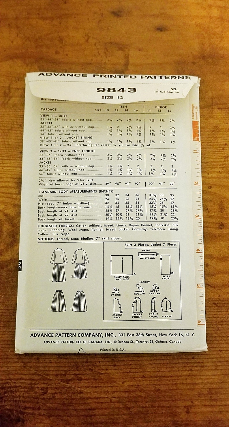 Vintage Advance Pattern 9843 Teen and Juniors Skirt and - Etsy