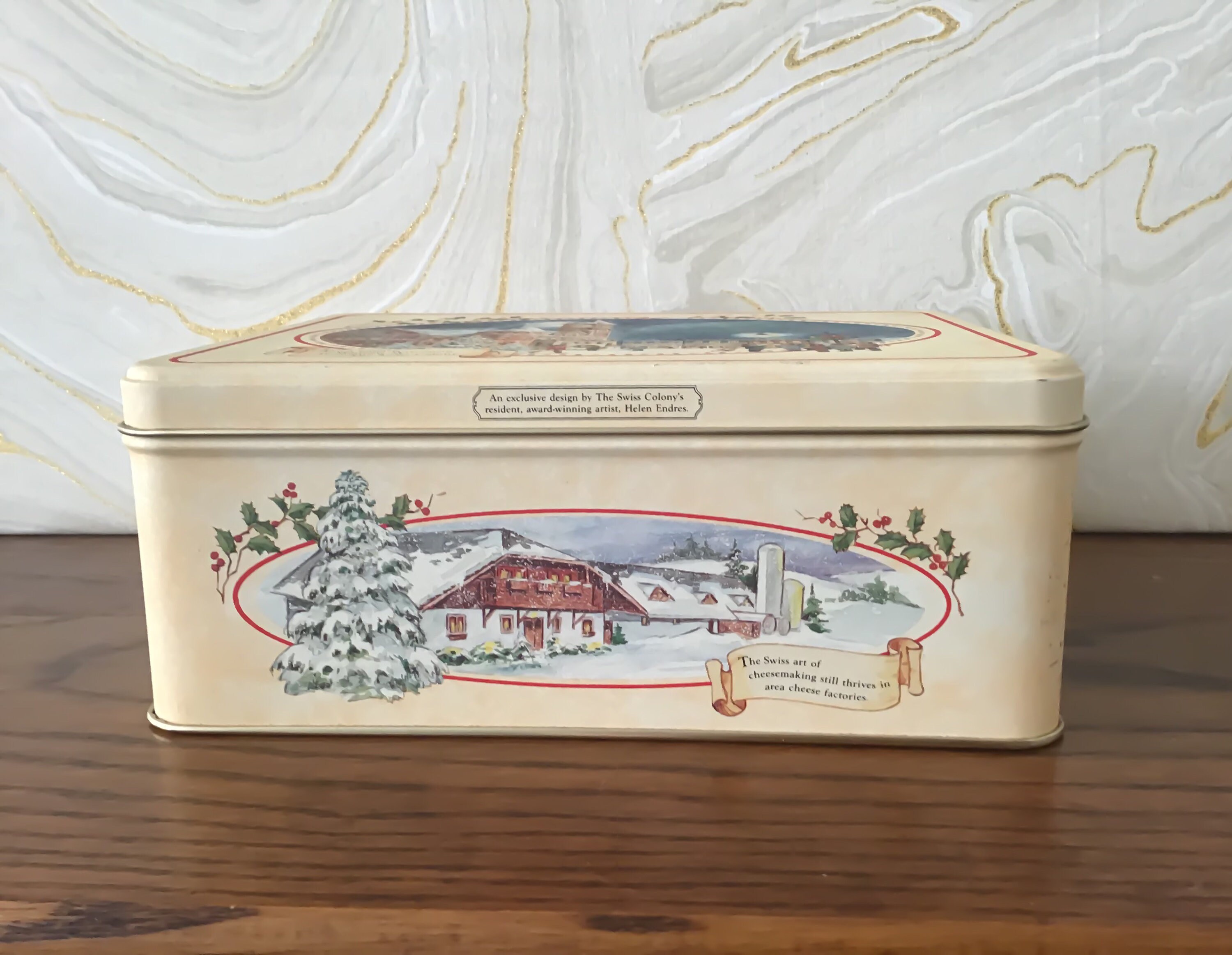 The Swiss Colony Christmas Tin by Helen Endres Tin Container Etsy
