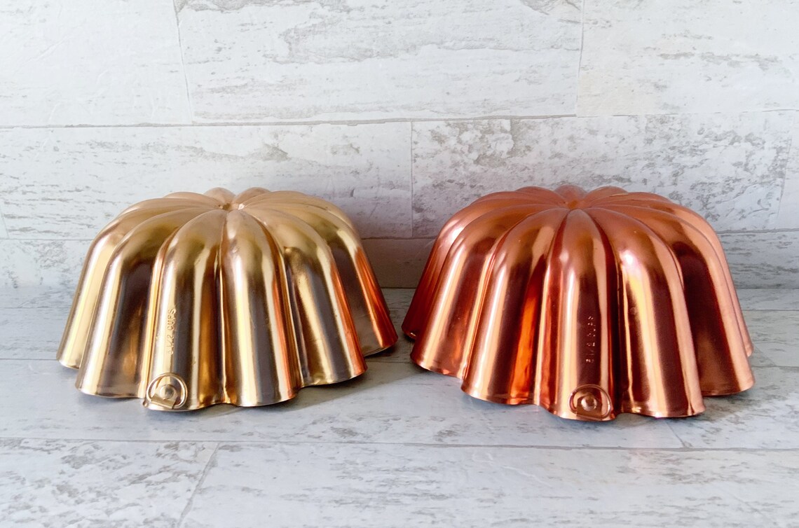 Vintage Copper Gelatin Molds Two Flute Jello Molds Set Etsy