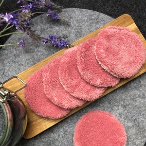 Cuscinetti per il viso riutilizzabili in bambù, set rotondo rosa, salviette morbide in pile, ricambio di dischetti di cotone lavabili ecologici