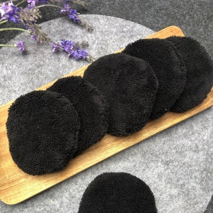 Dischetti riutilizzabili in bambù per il viso, set rotondo nero, salviette in pile morbido, dischetti di cotone lavabili ecologici di ricambio