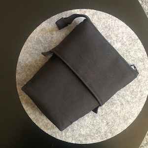 Black Canvas Pull Down Pencil Case, telescopic, stand up pen storage, various zipper colors and size options