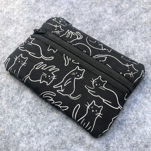 Porte-monnaie, empreintes de chat, petit sac en tissu avec deux poches, pochette zippée pour billets, portefeuille, rangement de voyage image 1