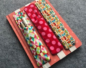 Pochette à stylos pour cahier avec élastique, porte-stylo pour carnet, étui à crayons fin, accessoire pour agenda, pochette à crayons pour agenda A5, impressions colorées