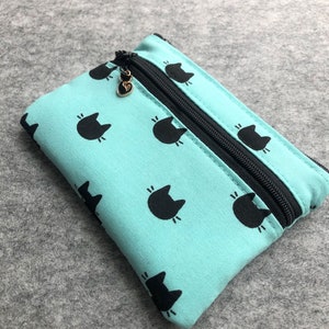 Porte-monnaie, empreintes de chat, petit sac en tissu avec deux poches, pochette zippée pour billets, portefeuille, rangement de voyage image 6