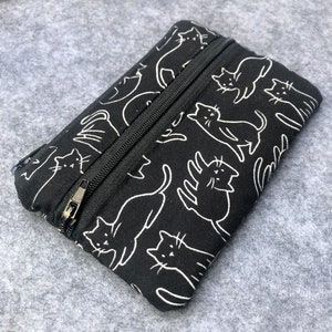 Porte-monnaie, empreintes de chat, petit sac en tissu avec deux poches, pochette zippée pour billets, portefeuille, rangement de voyage image 5