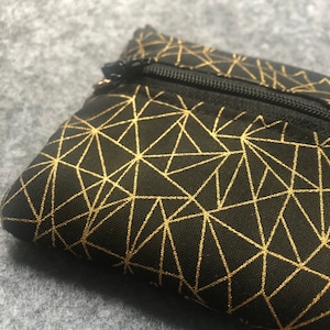 Porta-moedas, pequena bolsa de tecido com dois bolsos, bolsa com zíper para dinheiro, carteira, armazenamento de viagem