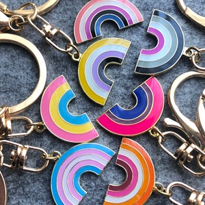 Pride Keychains, LGBTQ small rainbow charms, transgender, lesbian, bisexual, nonbinary, asexual, pansexual, genderfluid