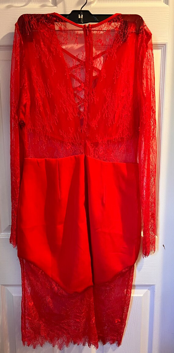 red lace overlay dress Strapless Red Lace Overlay Chiffon Party Dress
