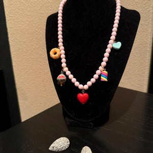 Pink charm necklace
