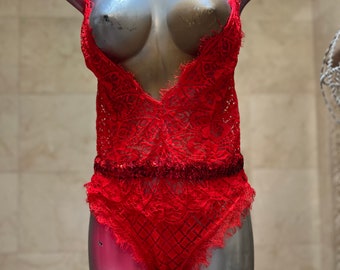 One size red lace nightie