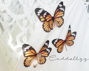 Butterfly brooches. Auburn Silk Butterflies.