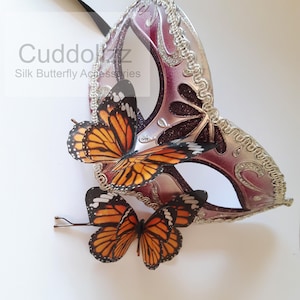 Auburn Orange  Butterfly Hair Clips, set of 2. Silk Butterfly Hair Slides.