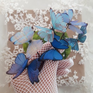 Butterfly Hair Pins with Swarovski Crystal. Set of 6 Blue Butterfly Hair slides. Perfect for Special Occasions or as a gift. Something Blue. image 2