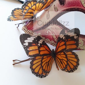 Burnt Orange Butterflies Hair Slides. Select as many as you like Silk Butterflies.