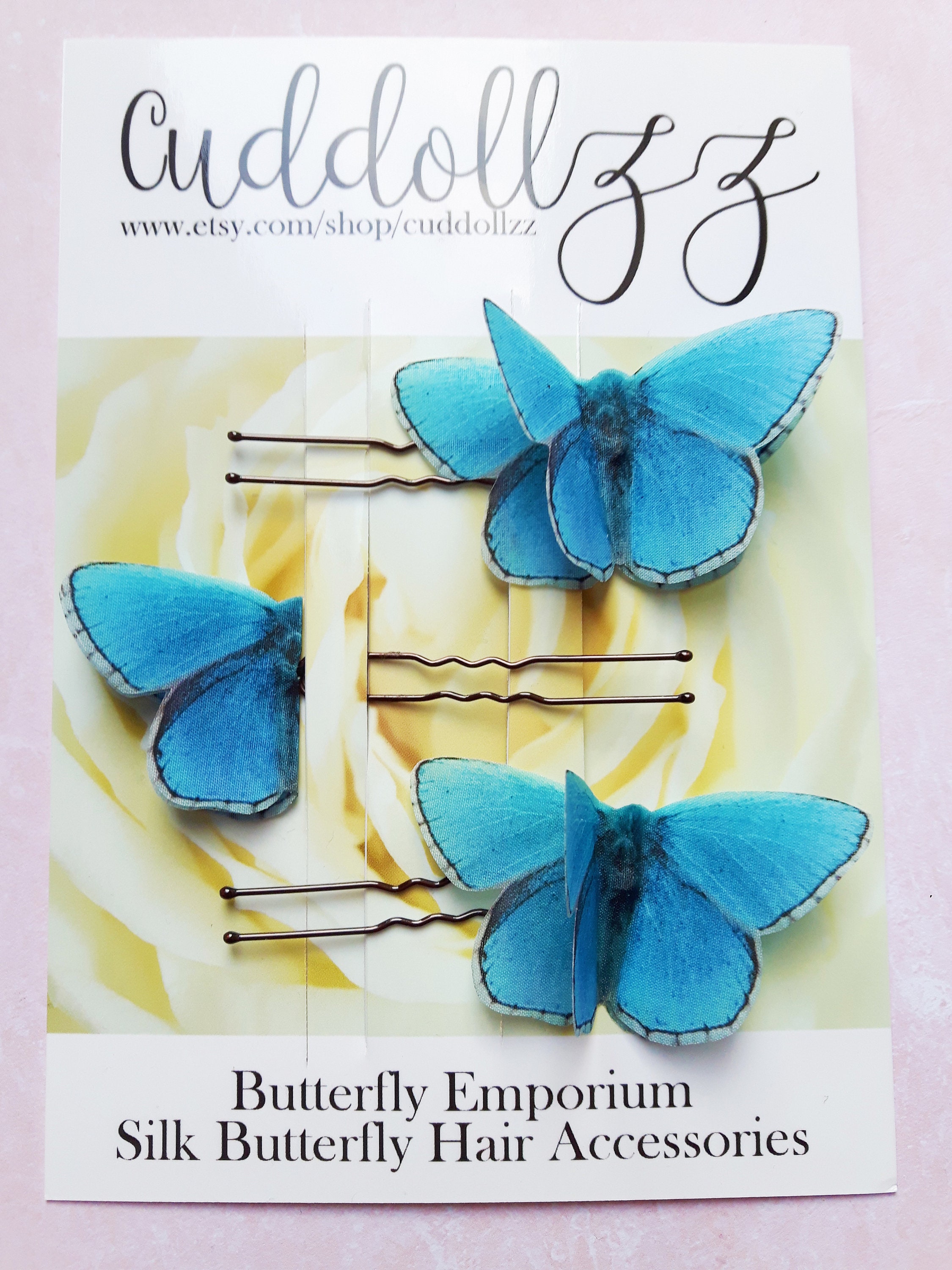 Blue Butterflies Clips Set of 3. Beautiful Handmade Butterfly Etsy