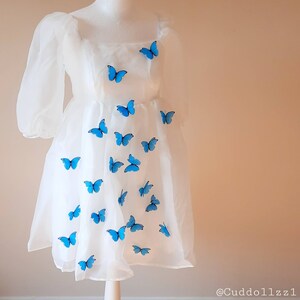 Something Blue. Blue Butterfly Appliqué, Silk Butterflies Brooches.