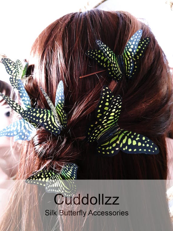 Woodland Wedding Butterflies for hair. Silk butterfly hair pins.