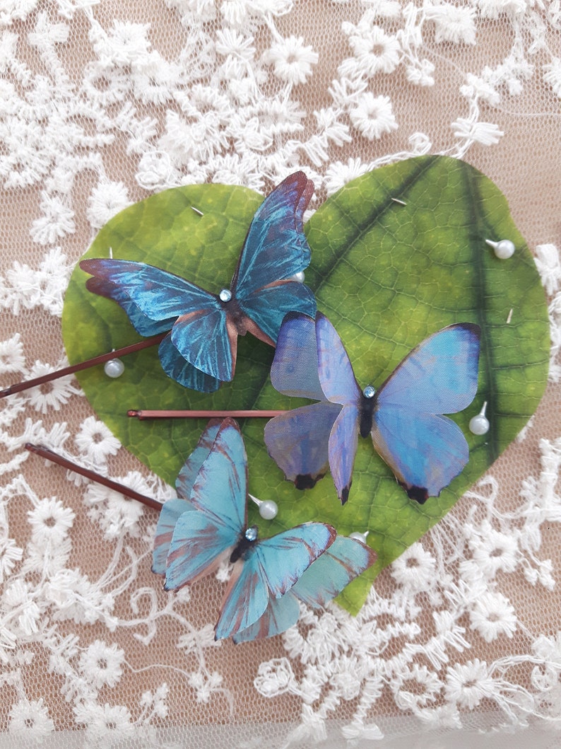 Beautiful Butterfly Hair Clips. A Set of Stunning Blue Etsy