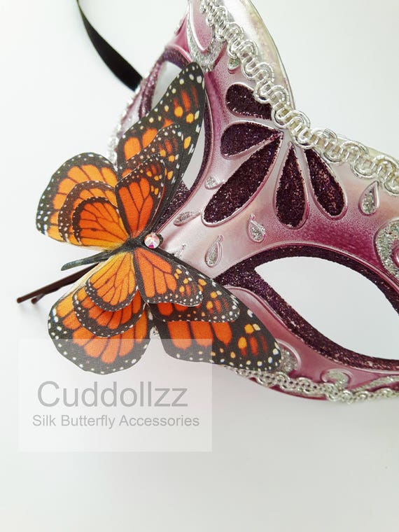 Monarch Butterfly With Swarovski Crystal Hair Clip. Gift for 