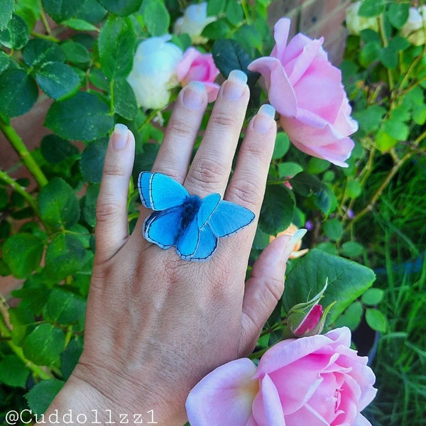 Blue Butterfly Ring Etsy