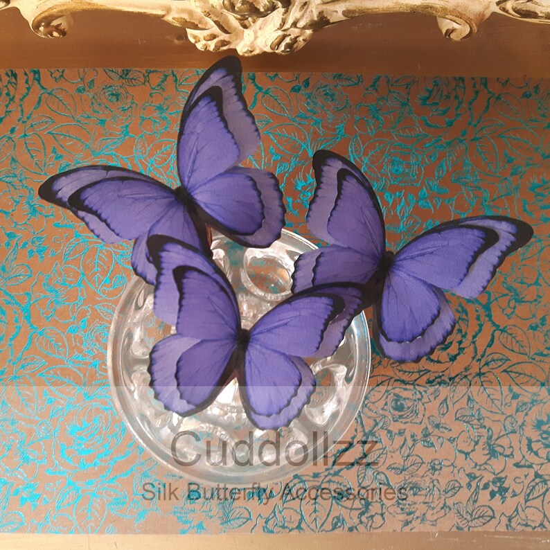 Ultra Violet Butterflies Pins. Set of 3 Purple Silk Butterfly Etsy