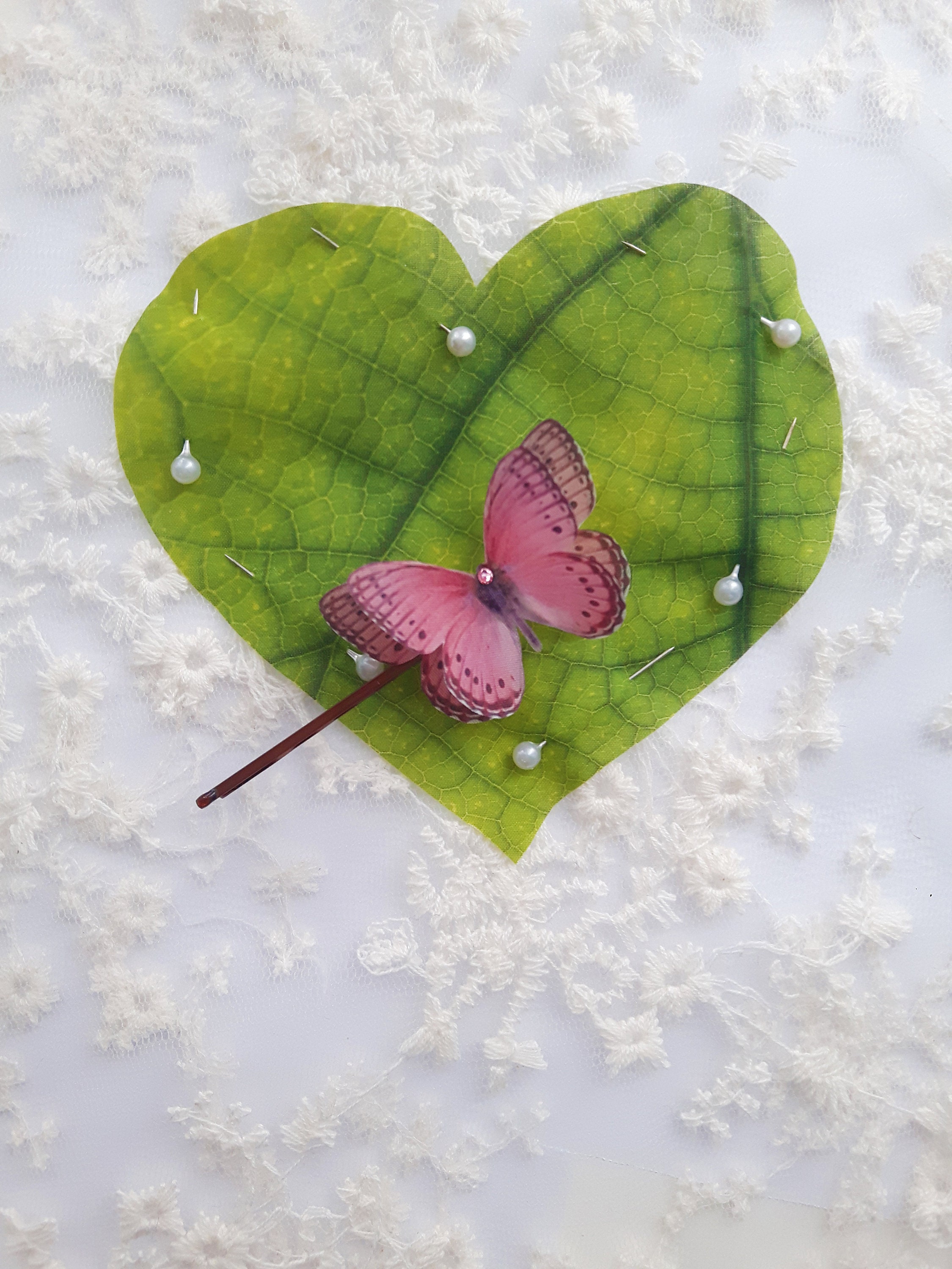 Pink Silk Butterfly Hair Clips Set of 3. Perfect as a Gift 