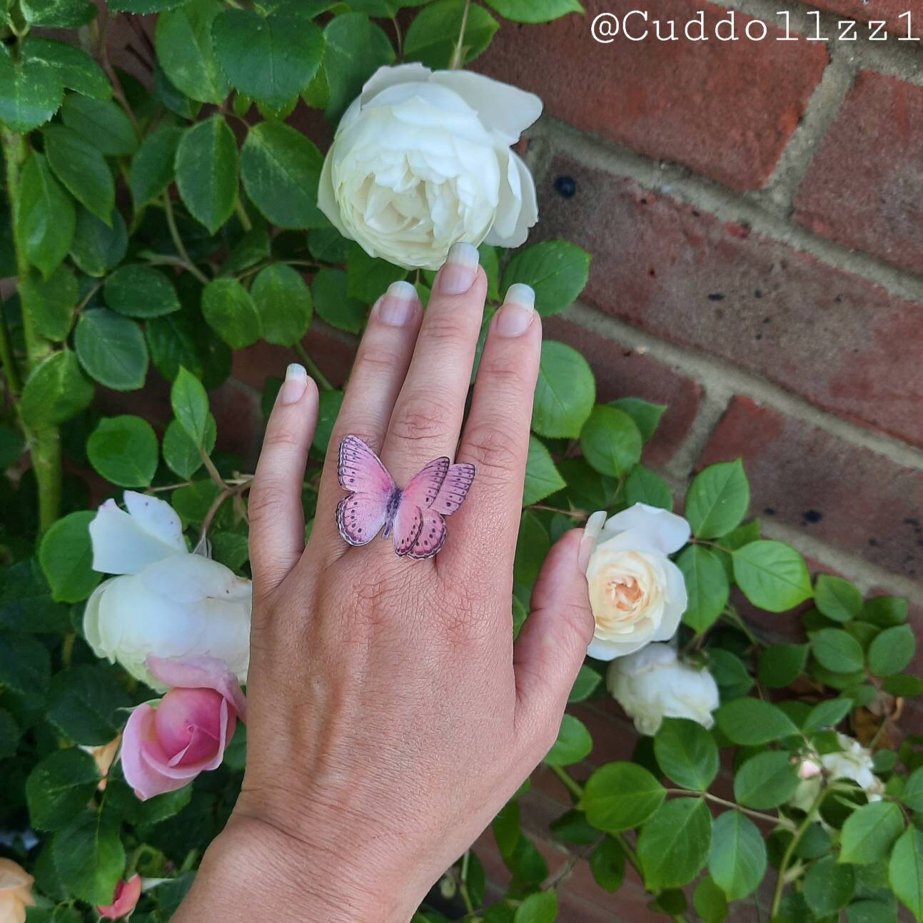 Pink butterfly ring deals