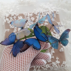 Butterfly Hair Pins with Swarovski Crystal. Set of 6 Blue Butterfly Hair slides. Perfect for Special Occasions or as a gift. Something Blue. image 3