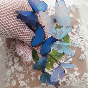 Butterfly Hair Pins with Swarovski Crystal. Set of 6 Blue Butterfly Hair slides. Perfect for Special Occasions or as a gift. Something Blue. image 6