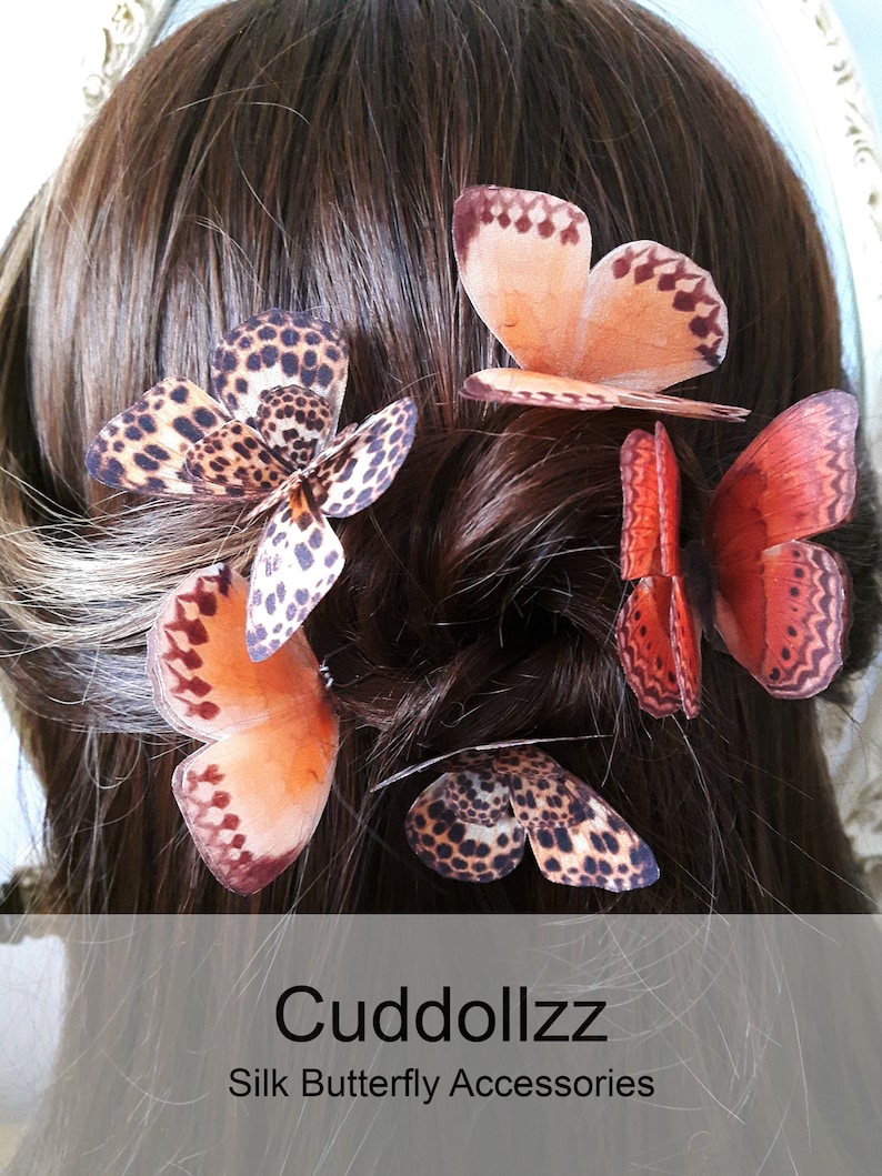Set of 5 Silk Butterfly Hair Pins Butterflies Hair Accessories Etsy